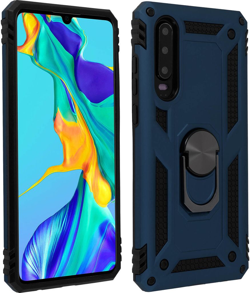 Avizar, Hybrid Handyhülle mit Ring Halterung für Huawei P30, Nachtblau
