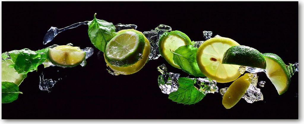 Tulup Küchenrückwand Spritzschutz aus Glas -125x50 -Spritzschutz auf gehärtetes Glas Deko Essen Getränke Limette Zitrone