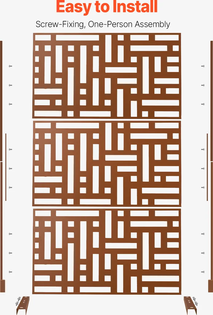 Brise-vue Marron 120x193 cm Structure Acier Résistante pour l'Extérieur