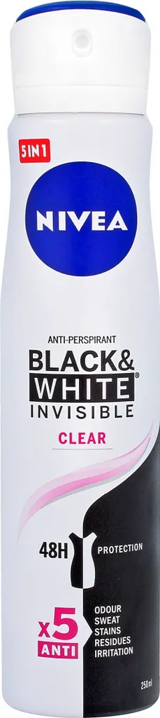 NIVEA Invisible Clear Spray 250ml: Performance e Zero Macchie 48h - 1