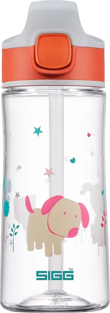 Welpenfreund Bouteille d'eau Tritan 0.45L pour Enfants avec Paille Bleue