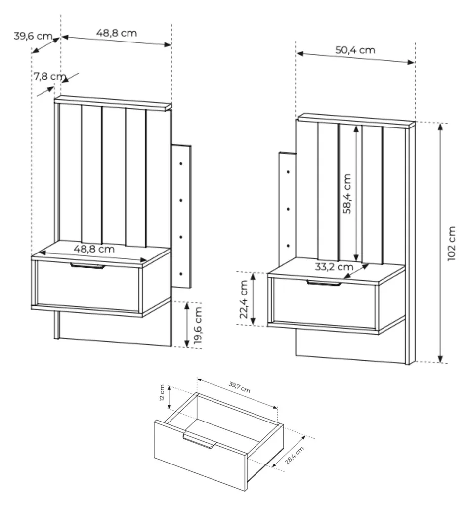 Table de chevet modulable chêne Dunin - Idéal pour lit double et déco - 3