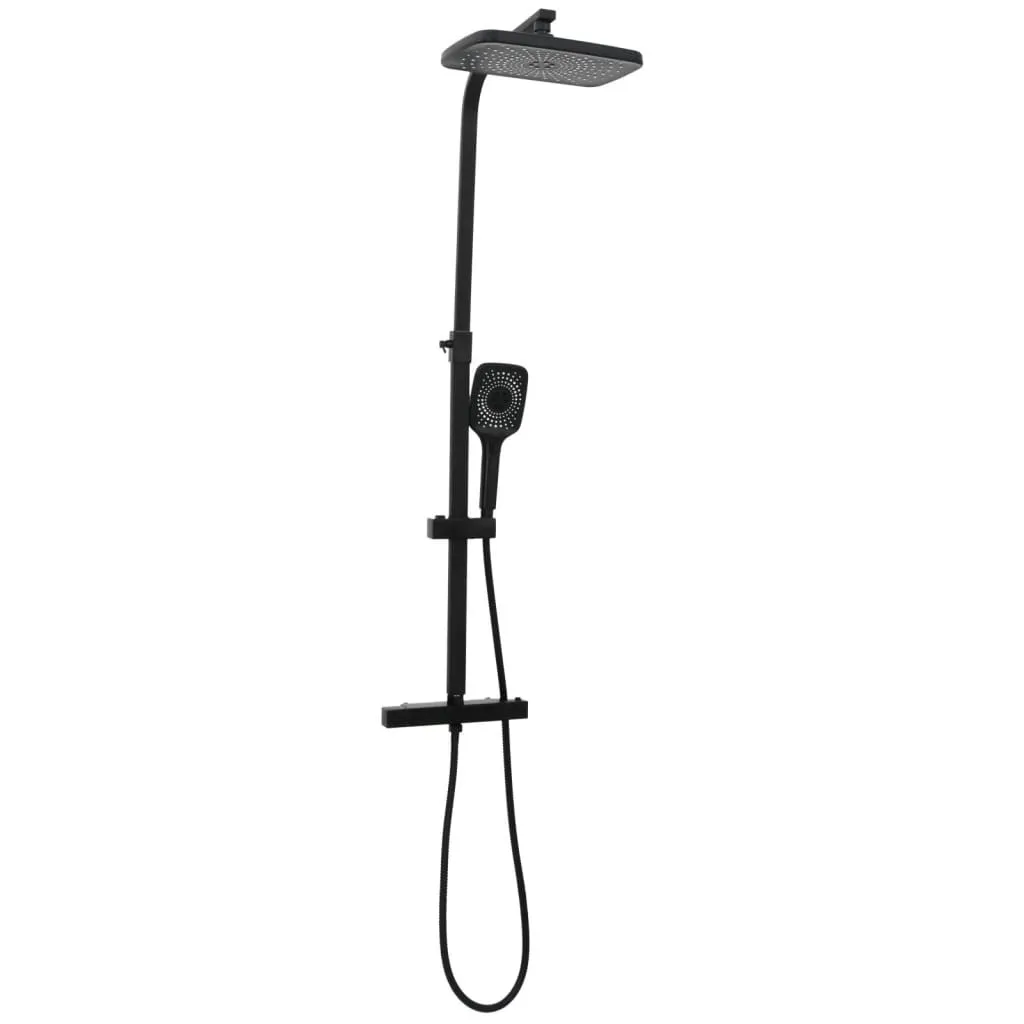 vidaXL Set de douche double pomme avec mitigeur tuyau noir laiton