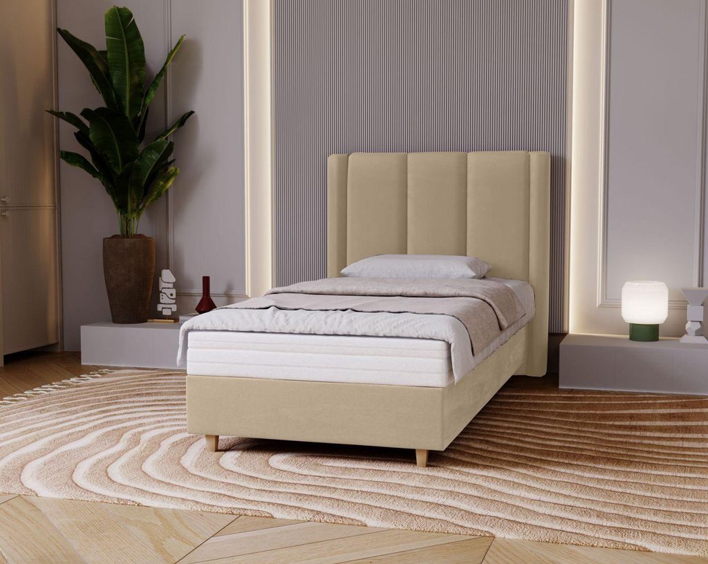 Gepolstertes Einzelbett 80x200 KENBRIDGE - creme