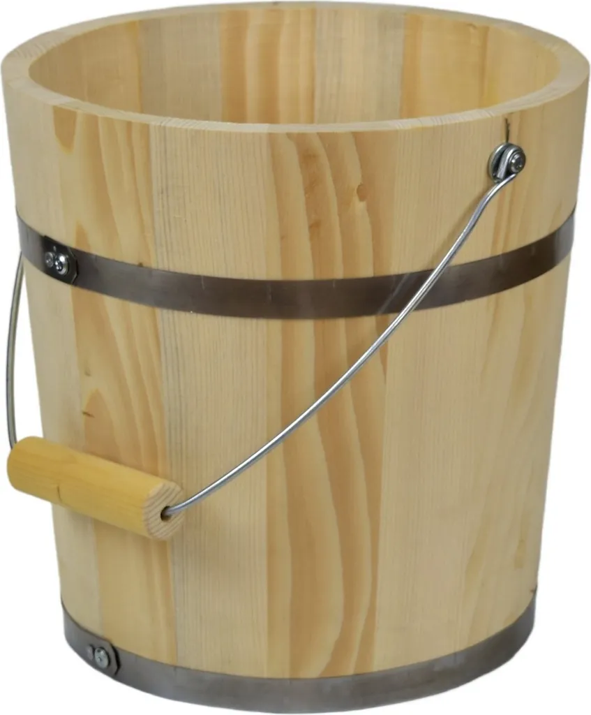 Seau en bois traditionnel pour sauna 29x30 cm avec anse de transport