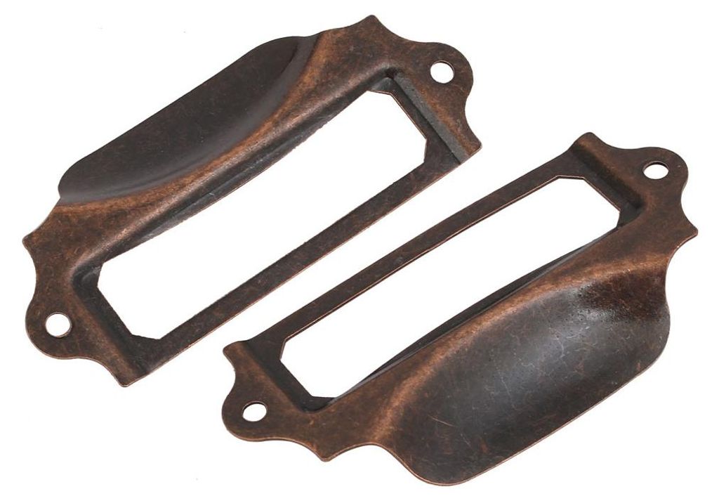 10Stk. Etikettenhalter Griffe Vintage Etikettenrahmen Schubladenkn?pfe fš¹r Schrank Kupferton 90x43mm