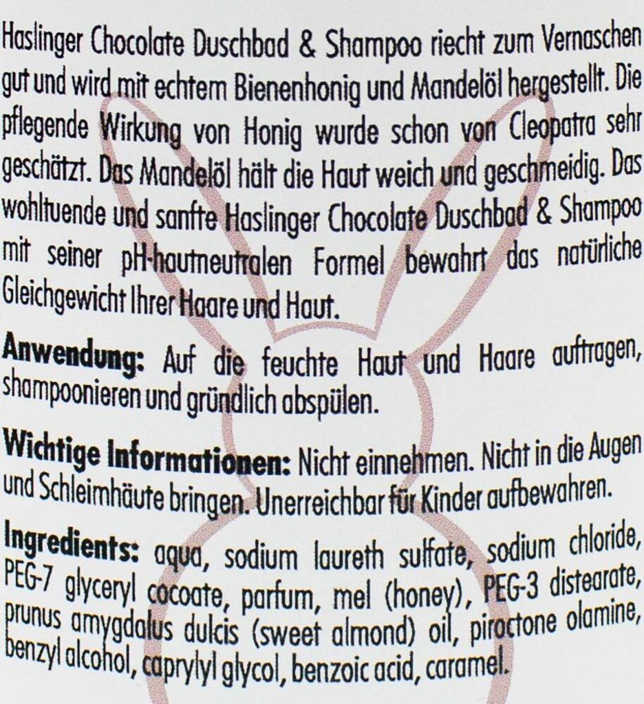 Haslinger 2952 - Chocolate Duschbad & Shampoo mit Honig & Produktbild 