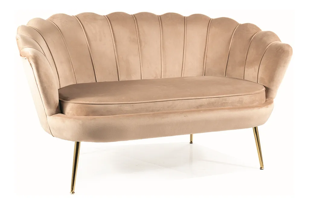 Petit canapé fixe ALISTER beige - Sofa 2 places en tissu moderne
