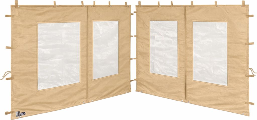 2 Seitenteile aus Polyester mit klarsicht Fenster 300x195cm für Pavillon 3x3m Seitenwand Beige wasserdicht