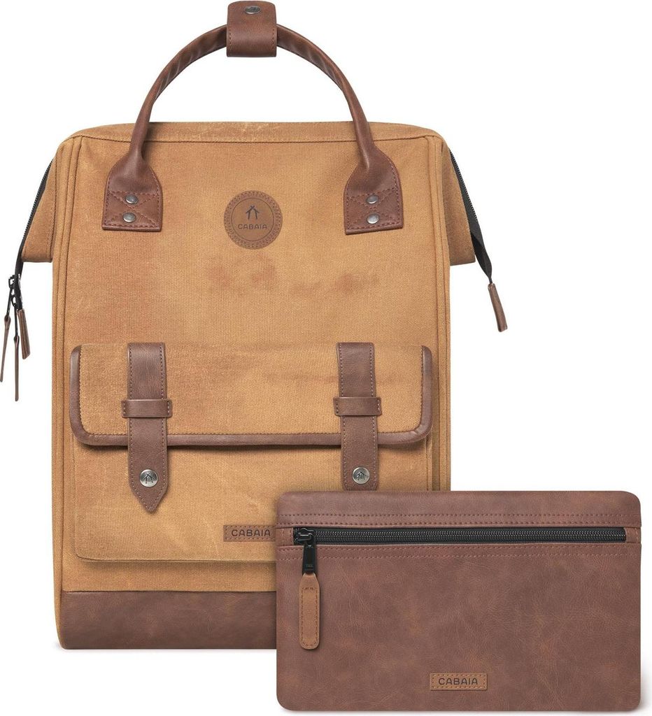 CABAIA Freizeitrucksack Rucksack mit Laptopfach Adventurer Waxed Baumwolle Backpack 18L Colombo hellbraun