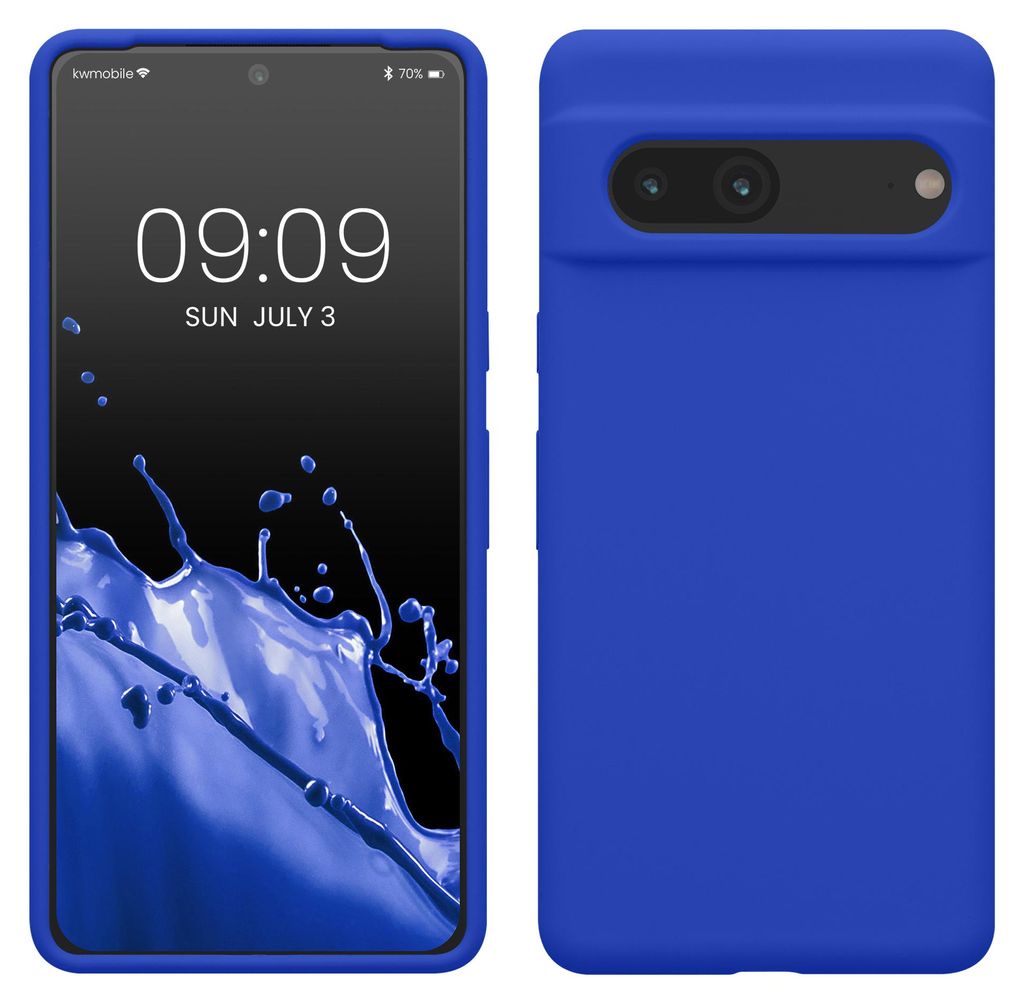 kwmobile Handyhülle für Google Pixel 7 Hülle, für Pixel 7 Case - Hülle Silikon - kabelloses Laden - Baltik Blau
