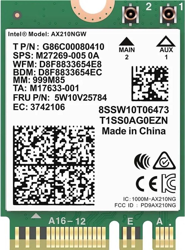 Carte réseau pour ordinateur portable Intel WiFi 6 6E AX210 Image du produit 
