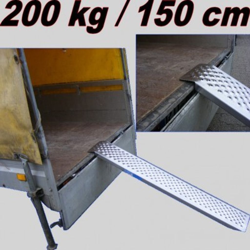 TRUTZHOLM 1 x Alu Auffahrrampe 150 x 21,5 cm 200 kg rutschhemmend starr Fahrradrampe Verladerampe