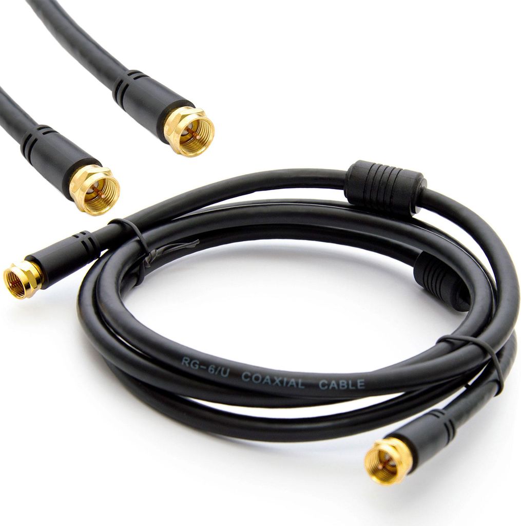 PremiumX 3m SAT TV Antennenkabel F-Anschlusskabel mit Mantelstromfilter Schwarz