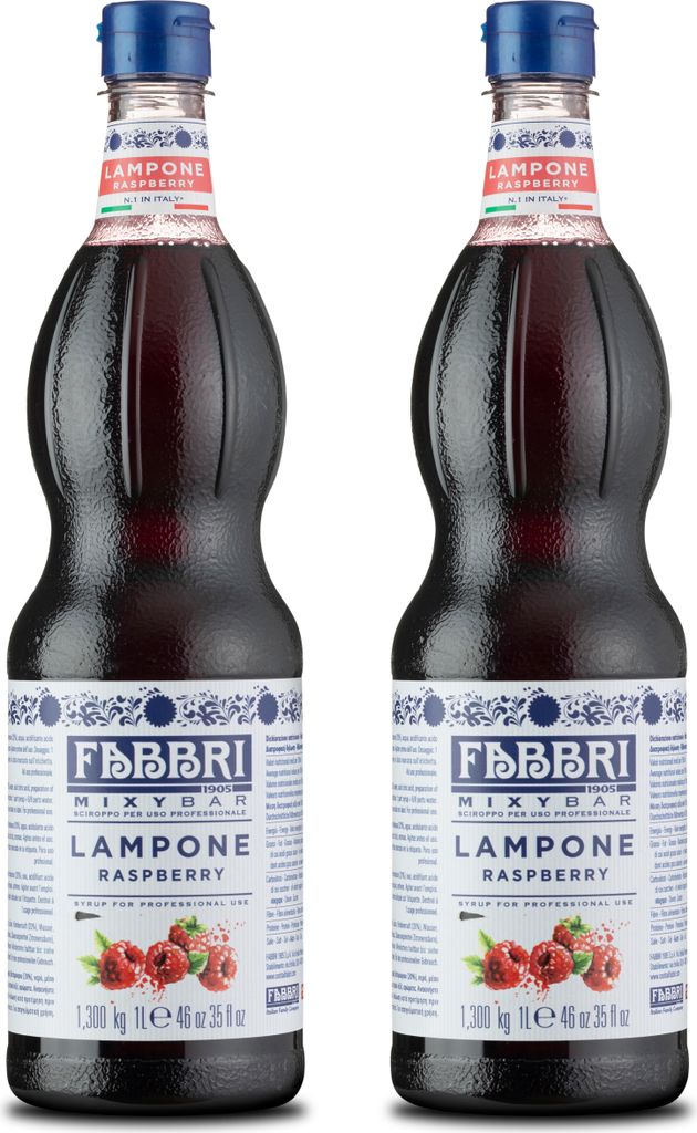 Food-United MIXYBAR-HIMBEERE-FABBRI Sirup 2x1L PET-Flasche - Sciroppo Di Lampone Italien - ohne Aroma- & Konservierungsmittel - geeignet für Fruch...