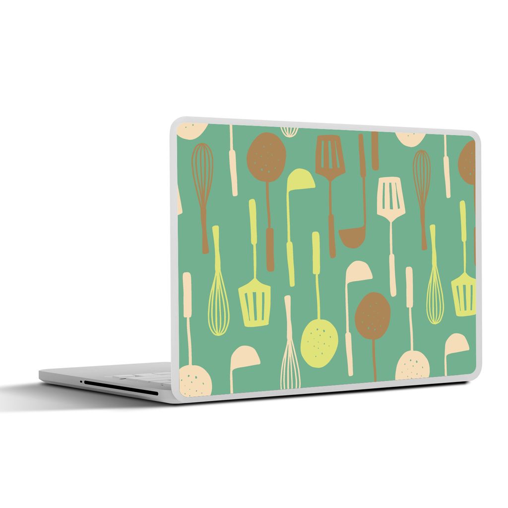 MuchoWow Laptop Aufkleber Sticker Cover Spatel - Löffel - Muster - Küche 30x21 cm - Sticker für Laptop - Selbstklebend