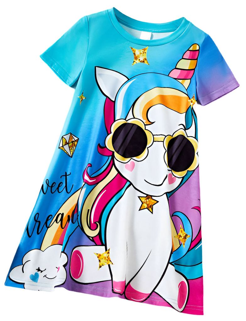 T-shirt kleid größe 116 - Sweet Unicorn
