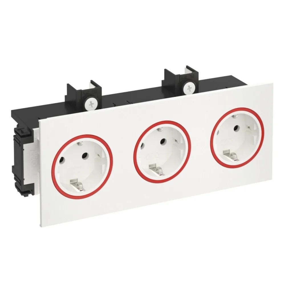 Prise triple pour bureau Rehau BRK 3STD rws/rt 6121036 encastrable