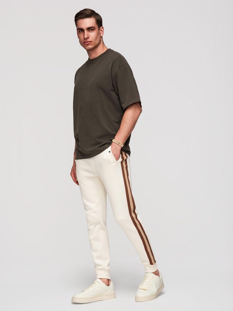 OMBRE Jogger Pants Sportlich Komfortabel P1519 cream S