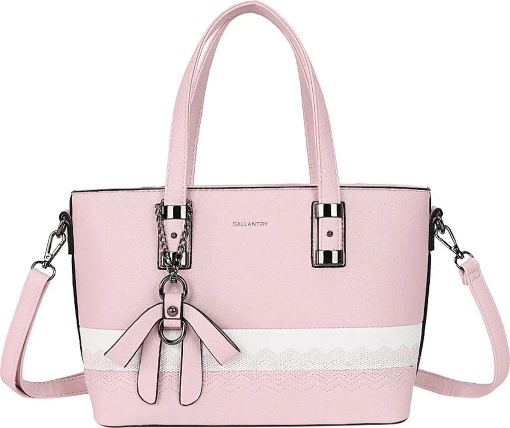 Gallantry Borsa Donna con Tracolla e Motivo a Onde: Look Bianco/Rosa