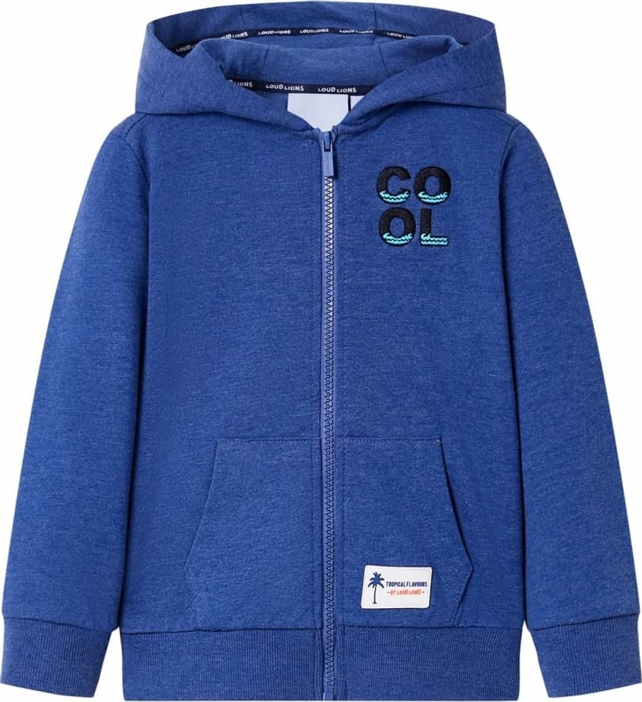 Kinder-Kapuzenpullover mit Reißverschluss Dunkelblau Melange 92