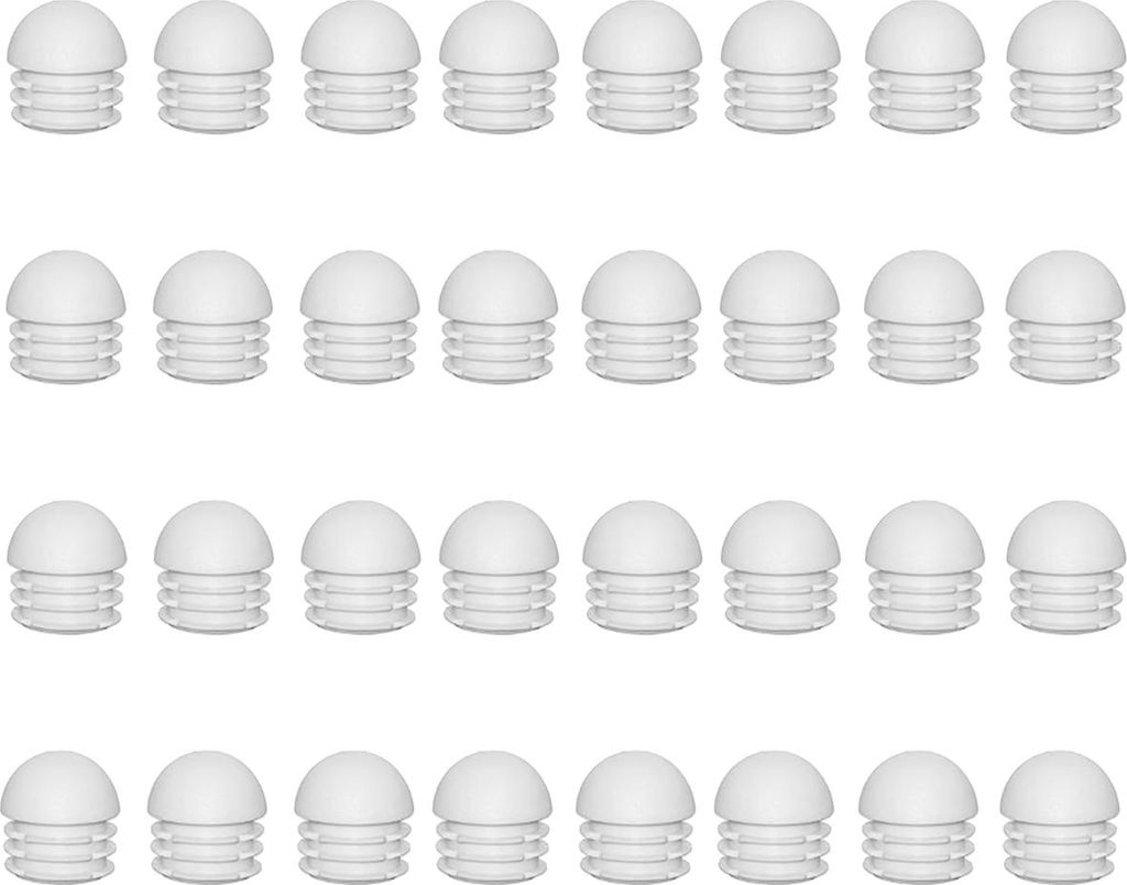32er-Pack Kunststoff-Endkappen, Rohrstopfen, runde Rohreinsätze, Möbelgleiter für Tische und Stühle (19 mm Außendurchmesser, Weiß)