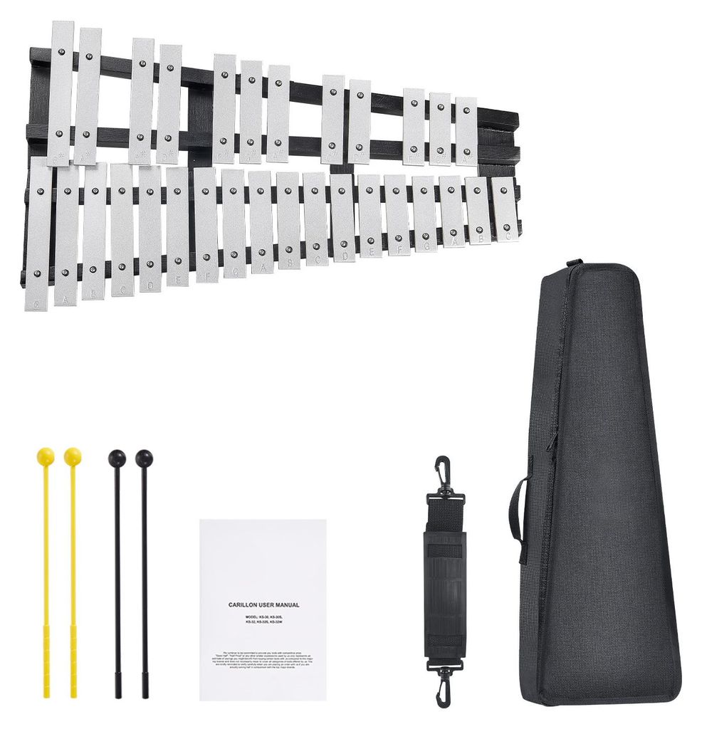 SucceBuy Glockenspiel-Xylophon-Set mit 30 Tönen, Percussion-Instrument inklusive Schlägeln, Trommelstöcken und Tragetasche, vielseitiges Set fü...