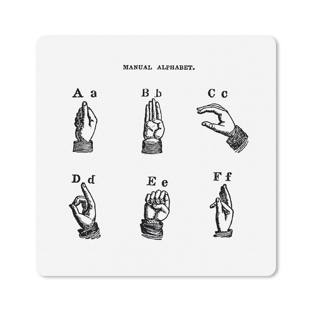 MuchoWow Mauspad Mousepad Retro - Gebärdensprache - Lernen 30x30 cm - Mousepads - Maus Mat - Pad - Mausunterlage - Gaming