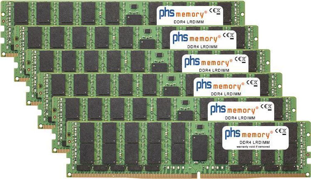 PHS-memory 384GB (6x64GB) RAM Kit DDR4 für Apple MacPro 8-Core 3,5GHz (2019) RAM LRDIMM (ECC LR DIMM) PC4-23400-L 4Rx4, 384 GB, DDR4, 2933 MHz, 28...