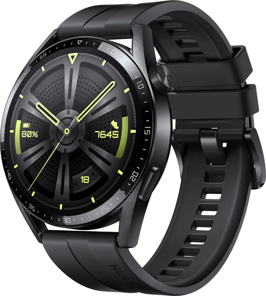 Huawei Watch GT 3 46 mm, fluorelastomer, czarny, w dobrym Zdjęcie produktu 