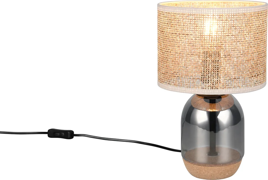 Abat-jour Trio TARA 32 cm: Luce Calda in Vimini e Vetro Specchiato