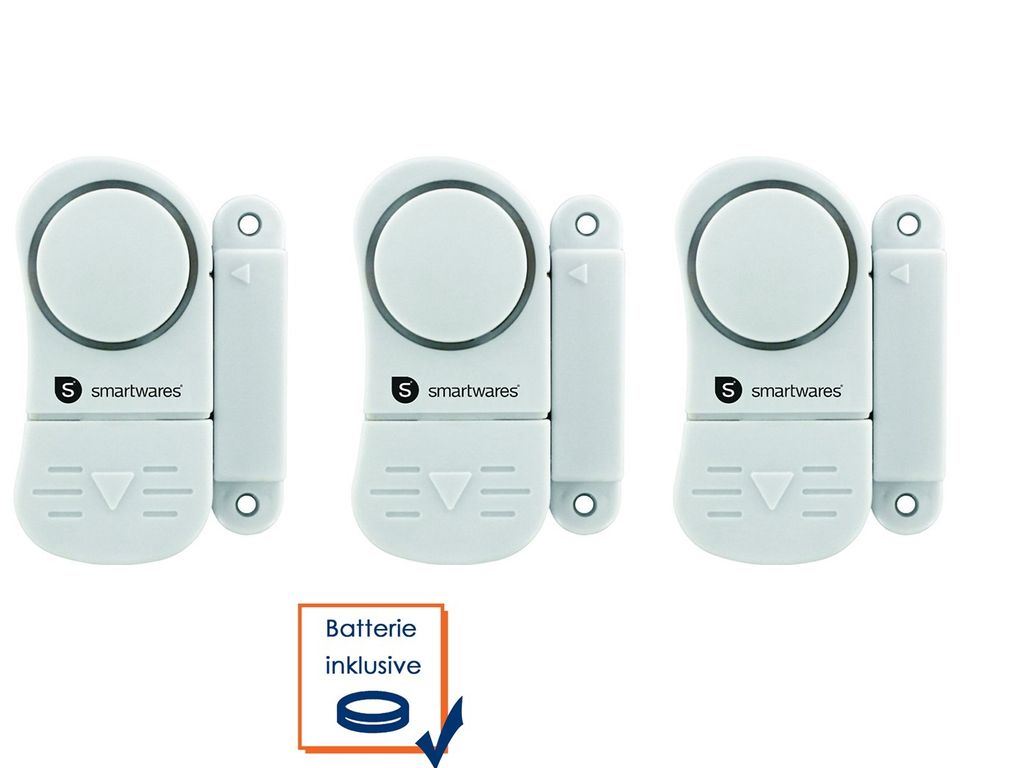 Smartwares 3 x Alarm Fenster Türe Fensteralarm Türalarm Mini Alarmanlage