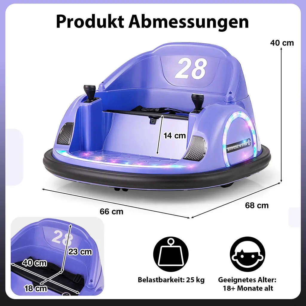 Mini voiture électrique sécurisée pour bébé de 18 mois avec télécommande