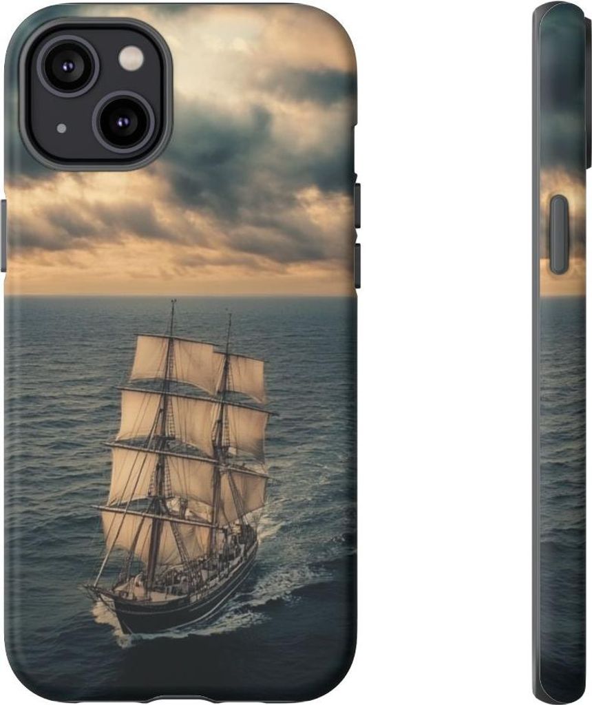 Segelschiff unter dramatischem Himmel – Hülle Kompatibel mit iPhone 14 Plus