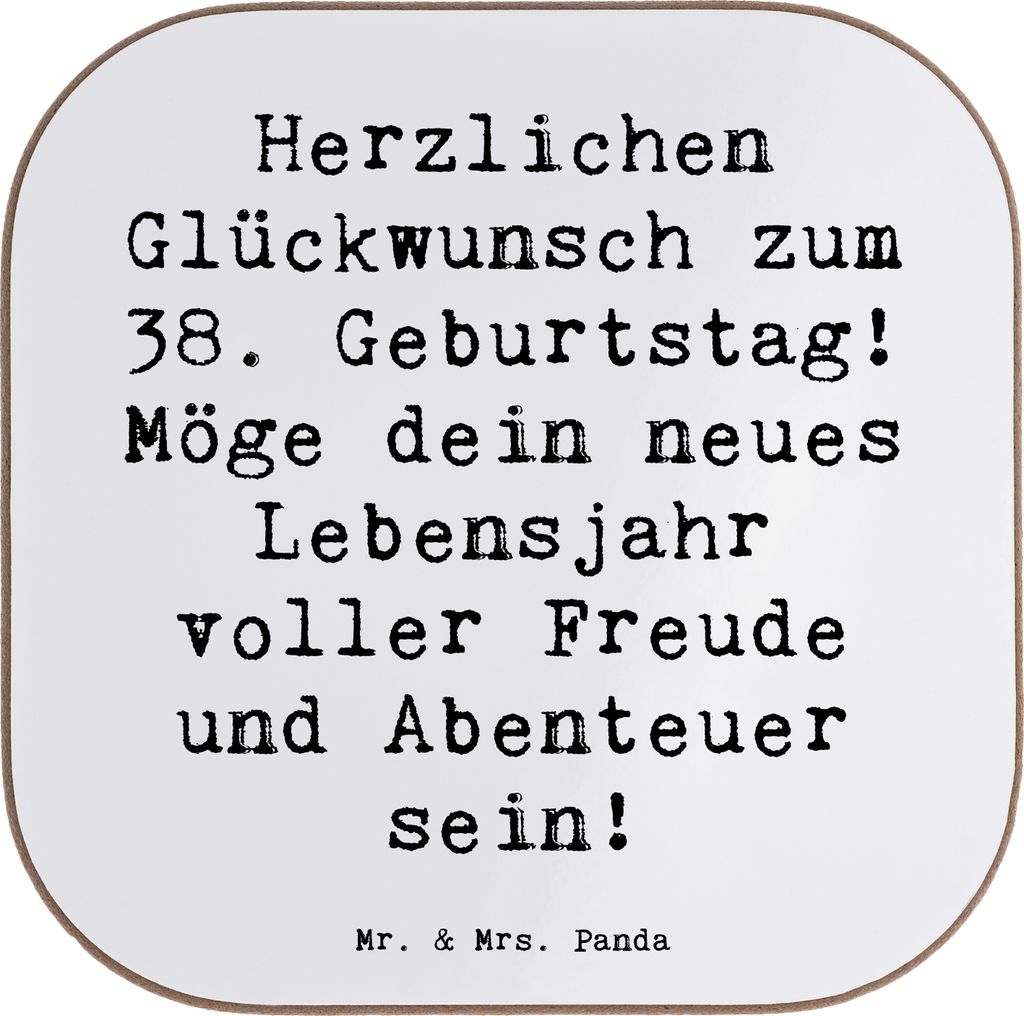 Mr. & Mrs. Panda Tischuntersetzer Spruch 38. Geburtstag Freude Abenteuer - Weiß - Geschenk, Untersetzer Gläser, besonderer Tag, gläseruntersetze...