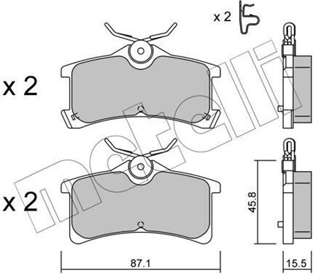 METELLI Bremsbeläge Satz Hinten Bremsklötze für TOYOTA COROLLA Liftback (E11) 22-0449-0
