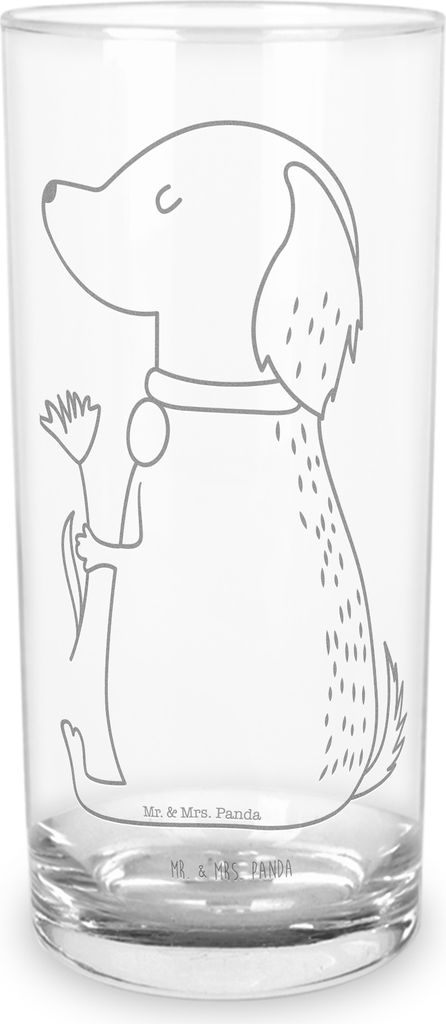 Mr. & Mrs. Panda Tumbler Hund Blume 400 ml - Transparent - Geschenk, Wasserglas, Hunde, Trinkglas, Glas, Hundeliebe, Longdrinkglas, Sprüche, Süß...