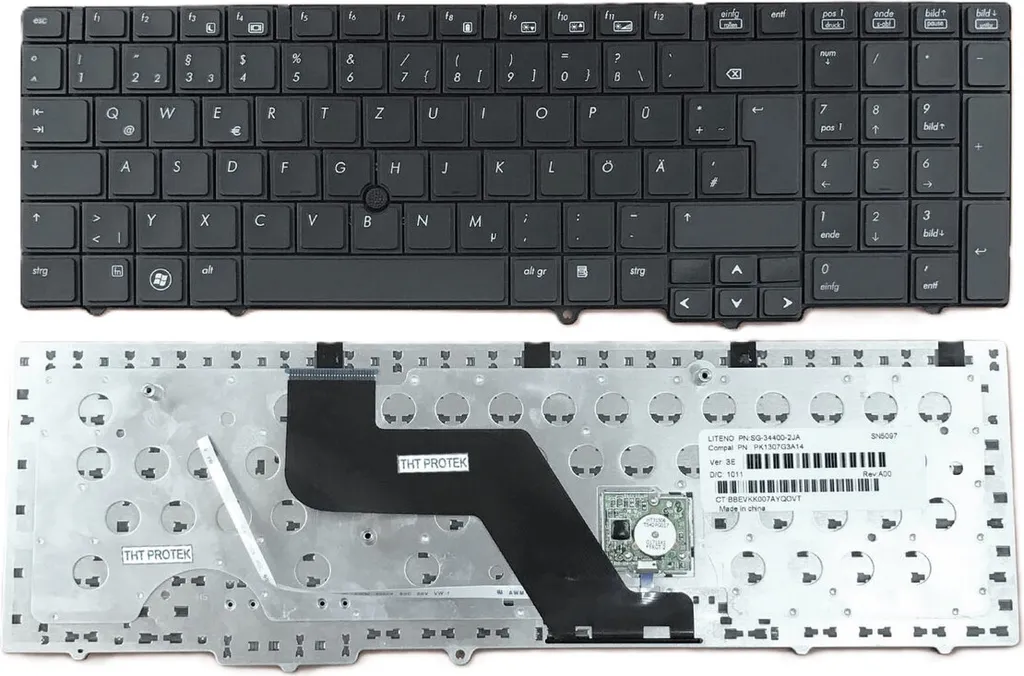 Clavier HP EliteBook 8540W avec Touches Silencieuses et Finition Noire