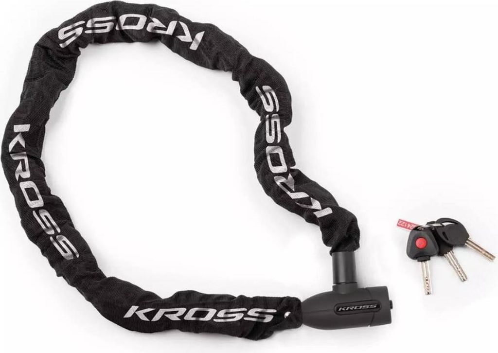 Kross KZL 500 – robustes Fahrrad-Kettenschloss aus gehärtetem Stahl, hohe Sicherheit, Länge 85 cm