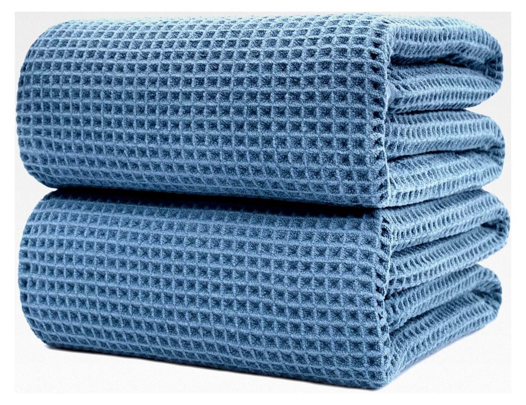 Mikrofaser-Badetuch - fusselfrei und schnelltrocknend - Waffelstruktur - groß - Blau - 89 x 178 cm - 2 Stück