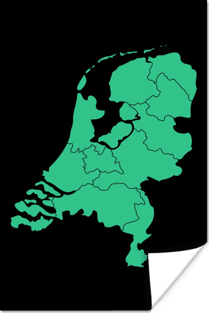 MuchoWow Poster Karte - Niederlande - Mintgrün 120x180 cm - Kunstposter