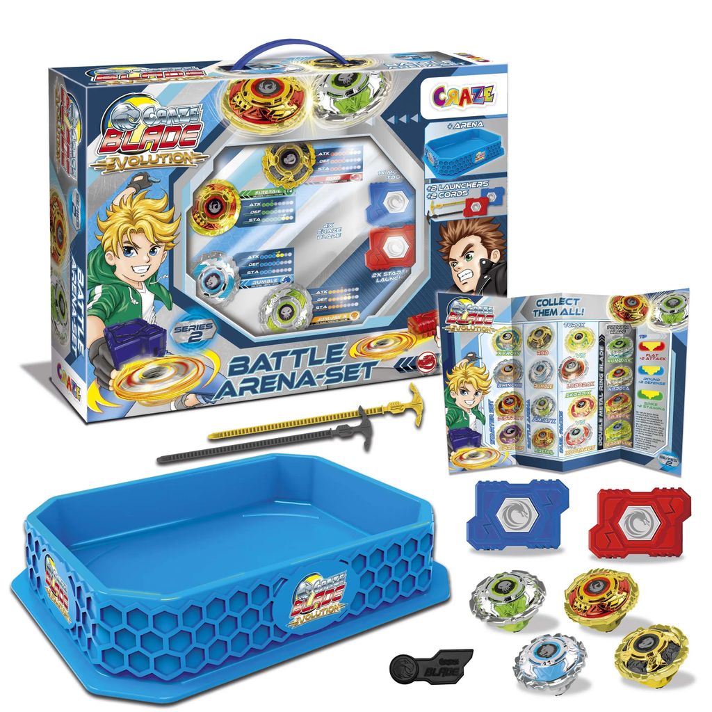 CRAZE BLADE XXL Battle Set 4er Blade Metall Kampfkreisel inkl. Zubehör Kampfarena, Arena Kreisel für Kinder Burst Kreisel spielzeug jungen 32800