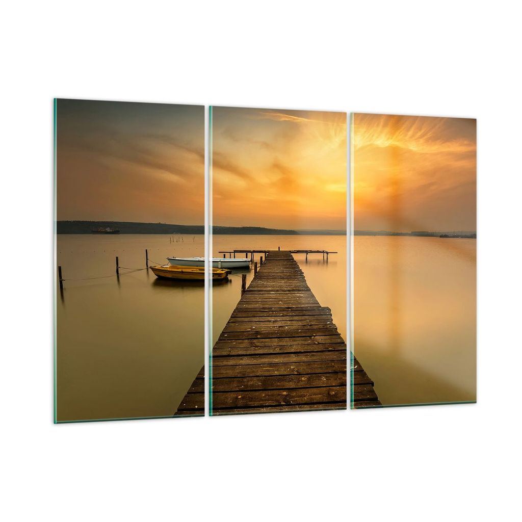 Bilder auf glas - See Brücke - 105x70cm - Glasbilder - Wandbilder - Bilder - Kunstdruck - zum Aufhängen bereit - Wanddekoration aus Glas - Glas B...