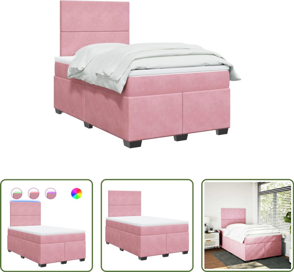 The Living Store Boxspringbett mit Matratze Rosa 120x200 cm Samt