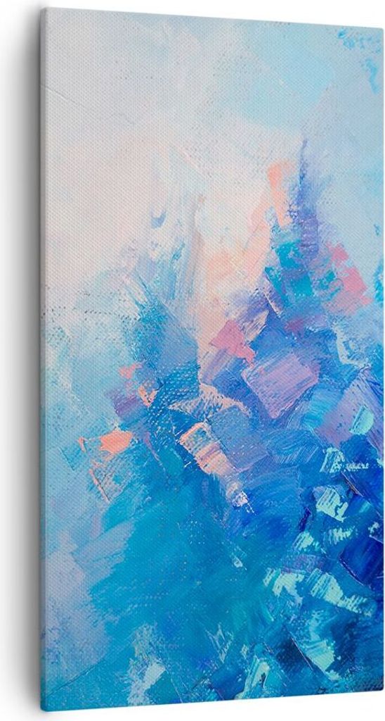 Bild auf Leinwand - Leinwandbild - Einteilig - Abstraktion blau gemalt - 55x100cm - Wand Bild - Wanddeko - Wandbilder - Leinwanddruck - Bilder - Wa...