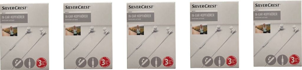 Silvercrest In-Ear-Kopfhörer mit Freisprecheinrichtung 3,5-mm-Klinkenstecker 5 Stück