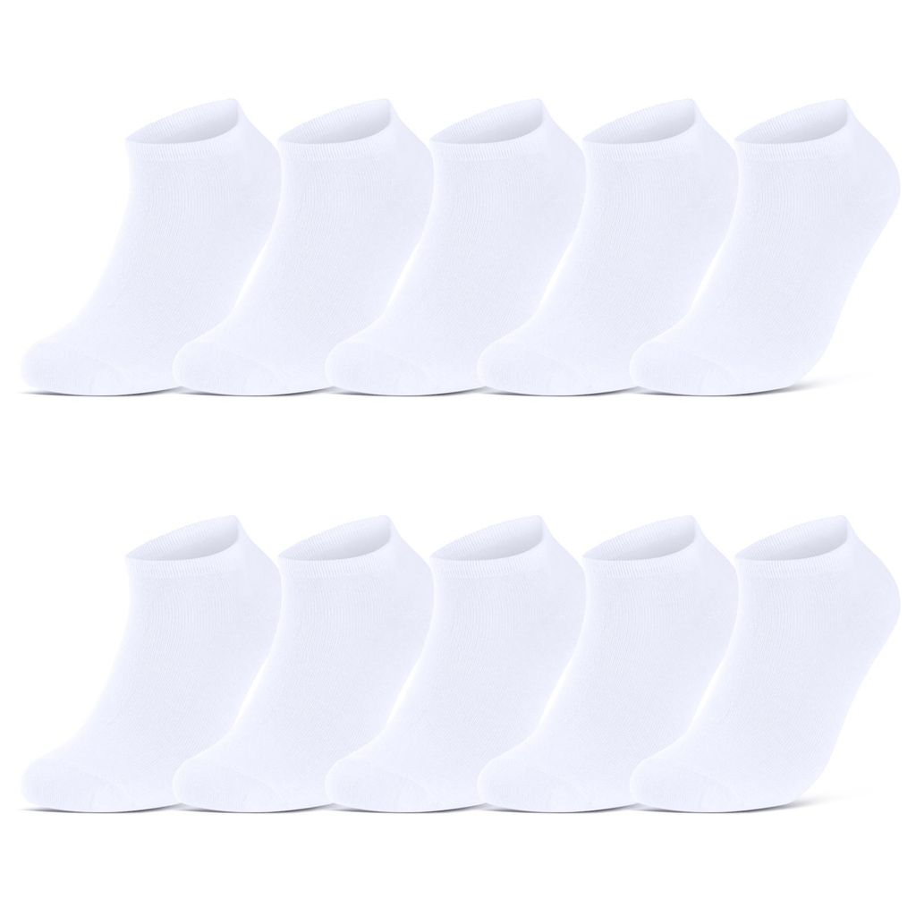 10 I 20 I 30 Paar Sneaker Socken Damen & Herren Schwarz & Weiß Baumwolle 10800 - 10 Paar Weiß 35-38
