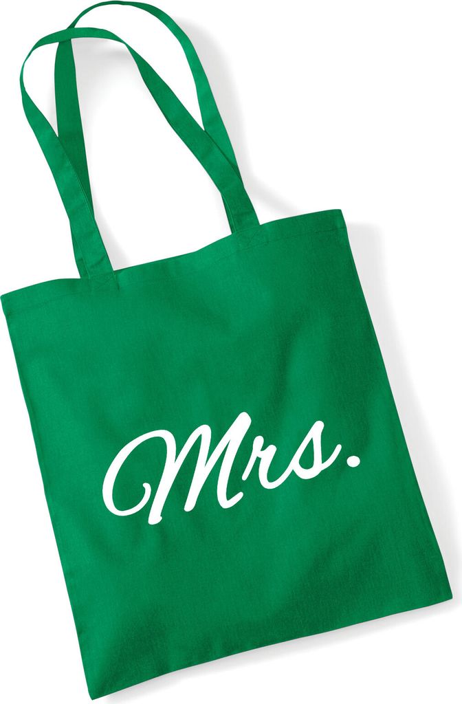 Huuraa Jutebeutel Mrs. Schriftzug 10 Liter Kelly Green Baumwolle Tasche Geschenkidee
