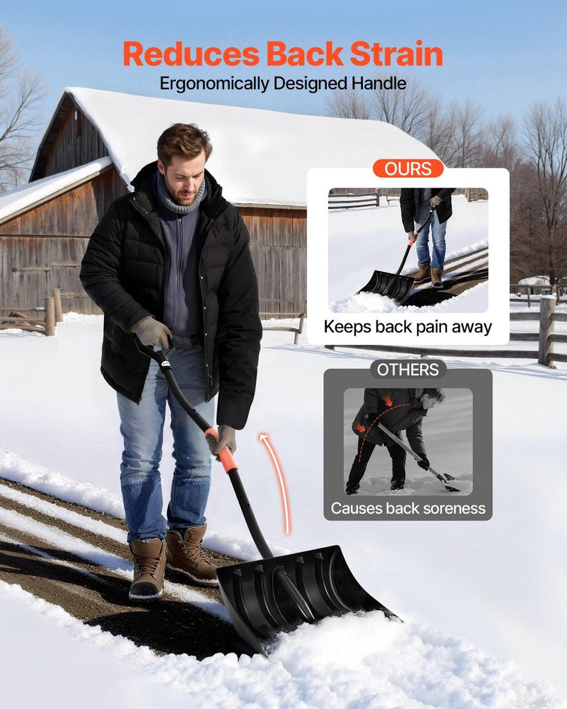 Pala para nieve VEVOR, 420x340 mm, con mangos en forma de D Imagen del producto 