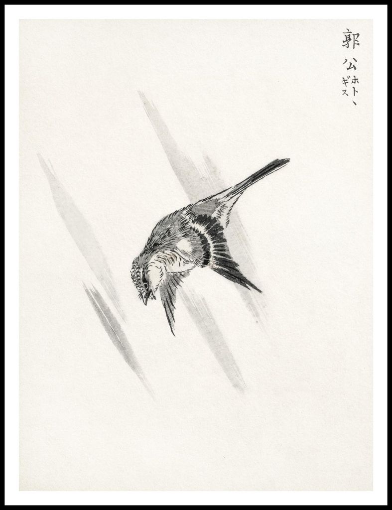 Plakat 75x100cm Cuckoo, Japanischer Vintage Kashu für das Wohnzimmer